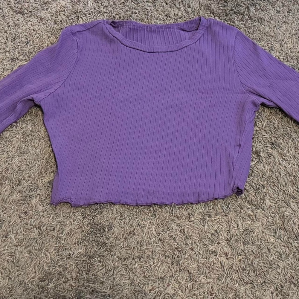 Purple Ribbed Women's Top